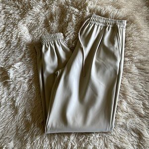 zara faux leather beige joggers